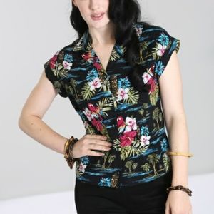 Hell Bunny retro style tiki noa noa shirt sz M.